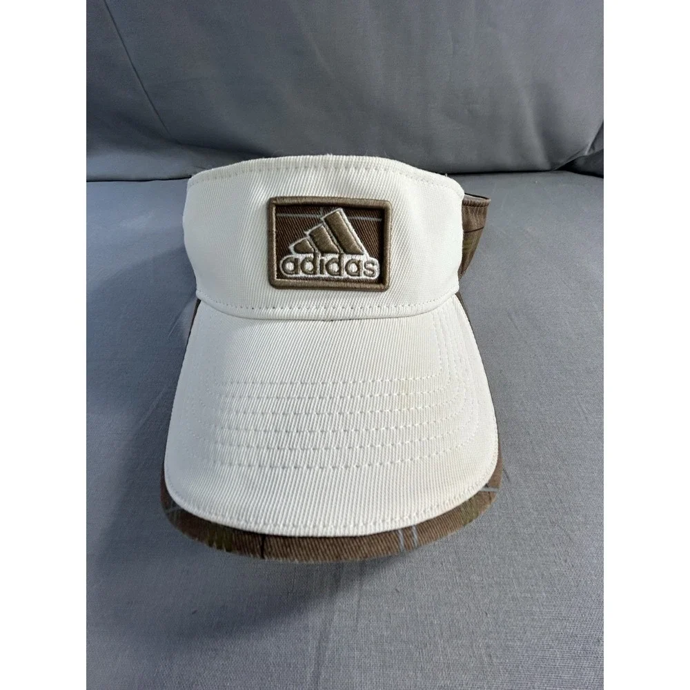 Adidas‎ Climalite Visor beige with brown plaid adjustable hook and loop